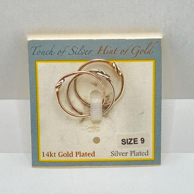 LOT 86: Sugarfix by Baublebar 14k Gold Plated / Sterling Silver Earrings, SAG Harbor Sterling Ring and Touch of Silver Hint of Gold Rings...