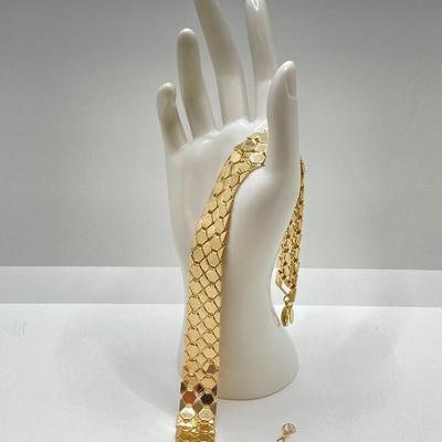 LOT 87: Vintage Express Rhinestone 15" Choker, Express Gold Tone 15" Choker and Multi-Strand Pendant Necklace 16"