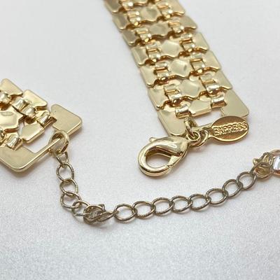 LOT 87: Vintage Express Rhinestone 15" Choker, Express Gold Tone 15" Choker and Multi-Strand Pendant Necklace 16"