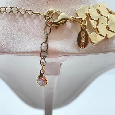 LOT 87: Vintage Express Rhinestone 15" Choker, Express Gold Tone 15" Choker and Multi-Strand Pendant Necklace 16"