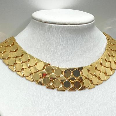 LOT 87: Vintage Express Rhinestone 15" Choker, Express Gold Tone 15" Choker and Multi-Strand Pendant Necklace 16"