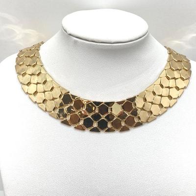 LOT 87: Vintage Express Rhinestone 15" Choker, Express Gold Tone 15" Choker and Multi-Strand Pendant Necklace 16"