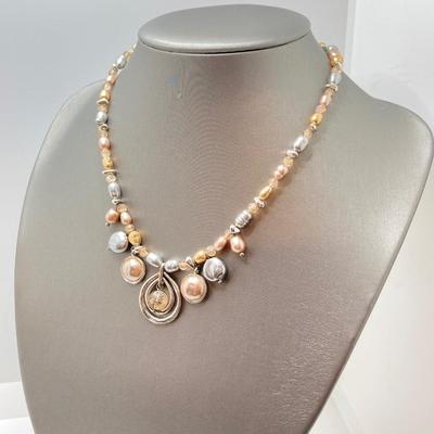 LOT 89: Fashion Jewelry - Pair of Hoop Earrings with Monet Necklace