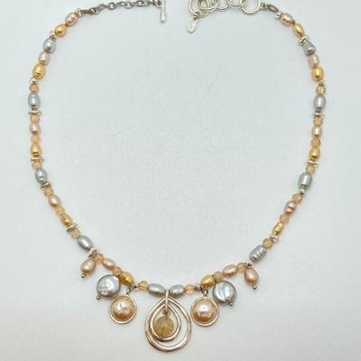 LOT 89: Fashion Jewelry - Pair of Hoop Earrings with Monet Necklace