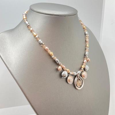 LOT 89: Fashion Jewelry - Pair of Hoop Earrings with Monet Necklace