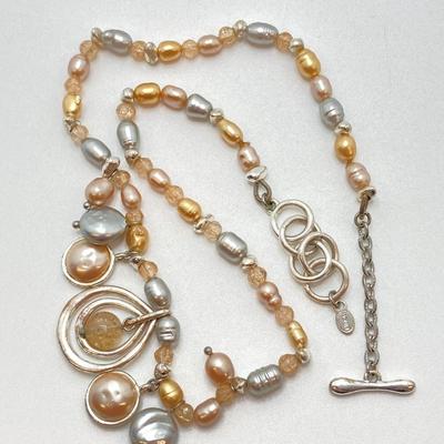 LOT 89: Fashion Jewelry - Pair of Hoop Earrings with Monet Necklace