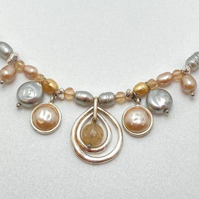 LOT 89: Fashion Jewelry - Pair of Hoop Earrings with Monet Necklace