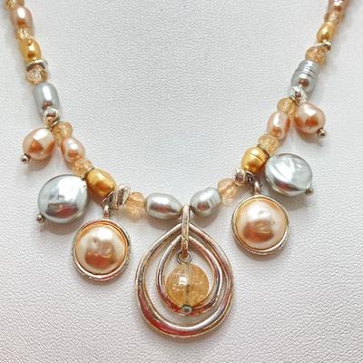 LOT 89: Fashion Jewelry - Pair of Hoop Earrings with Monet Necklace
