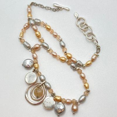 LOT 89: Fashion Jewelry - Pair of Hoop Earrings with Monet Necklace