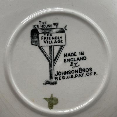 LOT 102: Vintage Johnson Bros., "The Friendly Village" Teacups (6) & Saucers (7), Franciscan "Poppy" Saucers (4)