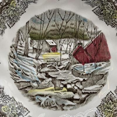 LOT 102: Vintage Johnson Bros., "The Friendly Village" Teacups (6) & Saucers (7), Franciscan "Poppy" Saucers (4)