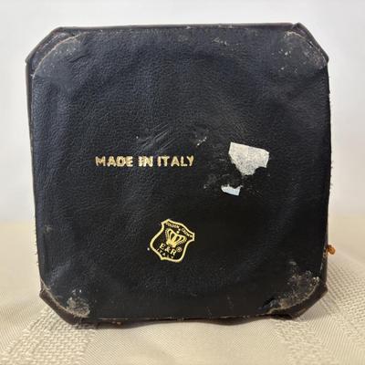 LOT 111: Wooden Duck Decoy Box, Mallards in Flight Avon Serving Tray and Leather Wrapped Vessel/Vase-Italy