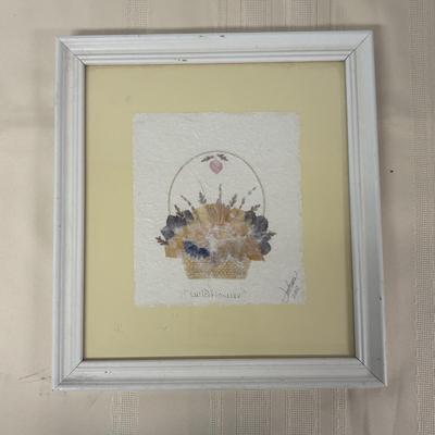 LOT 113: Rae Dunn Artisan Collection "Love" Lamp, Windsor Style Doll Gossip Bench, Signed & Dated Pressed Flower Wall Art...