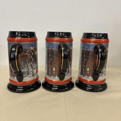 LOT 114: Vintage Western Germany Stein (1.5 liters) & 1992 Budweiser Christmas Steins (5)