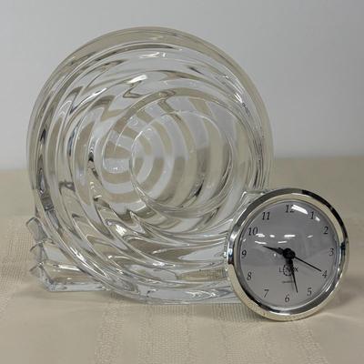 LOT 115: Lenox Ovations Crystal Azar Swirl Quartz Desk Clock & Large Unique Vase Made in Poland