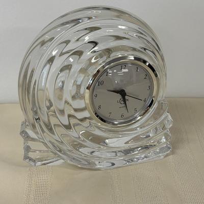 LOT 115: Lenox Ovations Crystal Azar Swirl Quartz Desk Clock & Large Unique Vase Made in Poland