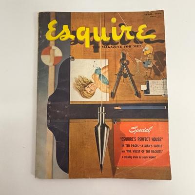 LOT 141: Vintage Marine Barometer, Boro of Riverton Zone Plan Map, Paper Weights, Ashtrays, & Esquire Magazine