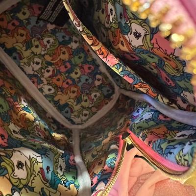 LOUNGEFLY MY LITTLE PONY BACKPACK & RAINBOW UNICORN CARRIED AWAY BAGS LOT