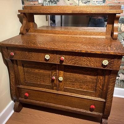 ANTIQUE TIGER OAK BUFFET