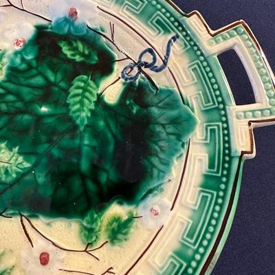 MAJOLICA LEAVES AND FLOWERS SERVING TRAY PLATTER