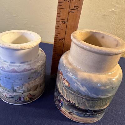 ANTIQUE PRATT WARE PASTE JAR PAIR