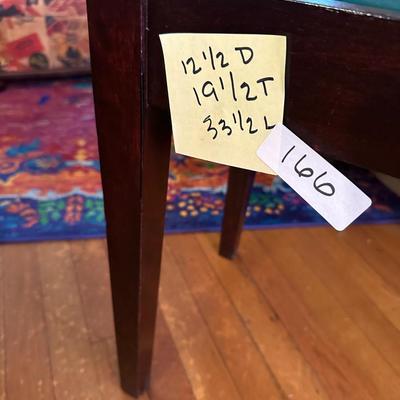 GLASS TOP ROCK ART BENCH TABLE
