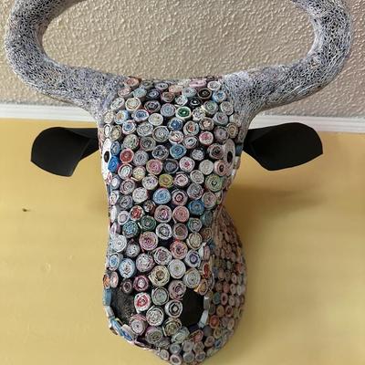 FOLK ART ROLLED PAPER BULL BUST
