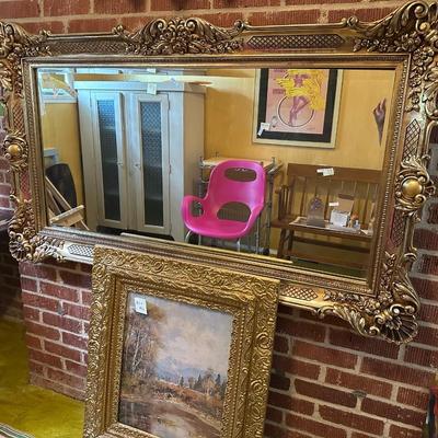 GOLD MIRROR, FRAMED LANDSCAPE