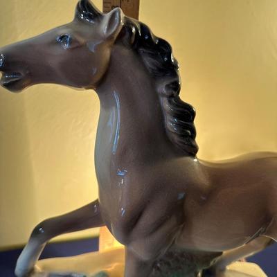 VINTAGE CERAMIC HORSE PLANTER, TV LAMP
