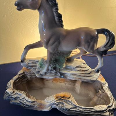 VINTAGE CERAMIC HORSE PLANTER, TV LAMP