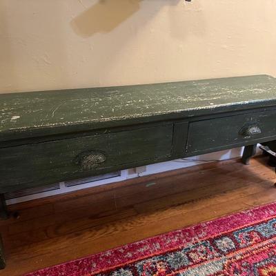 GREEN DISTRESSED BENCH