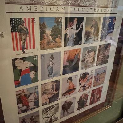 AMERICAN ILLUSTRATORS FRAMED STAMP COLLECTION