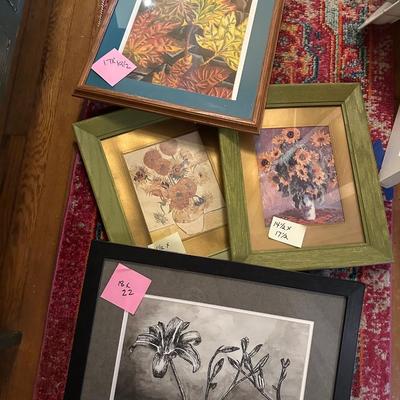 FRAMED FLORAL ART LOT