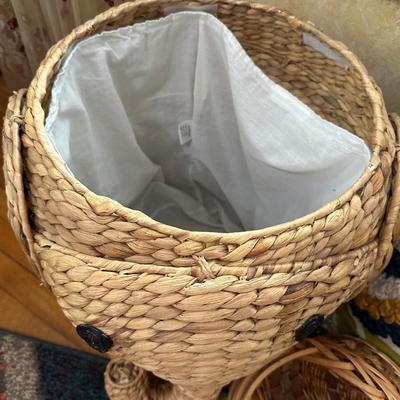 ELEPHANT HAMPER, PILLOW, BASKET, HAT LOT