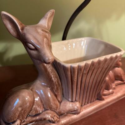 VINTAGE CERAMIC DEER PLANTER LAMP