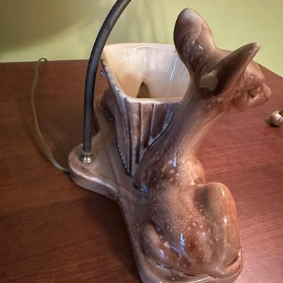 VINTAGE CERAMIC DEER PLANTER LAMP