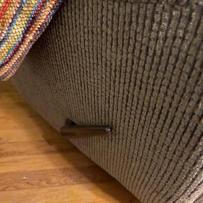 BEIGE RECLINER, THROW