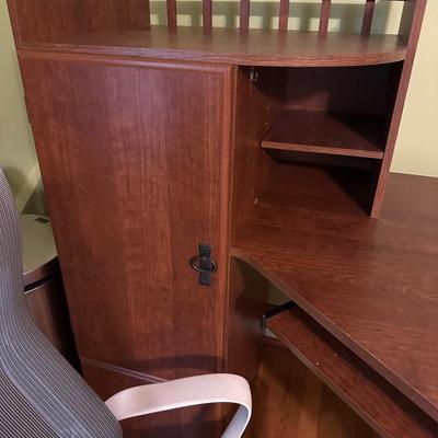 CORNER OFFICE DESK, CHAIR LOT