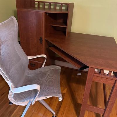 CORNER OFFICE DESK, CHAIR LOT