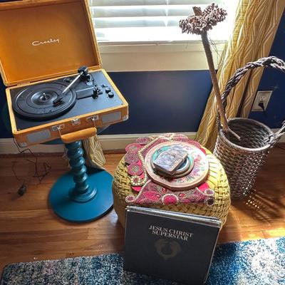 VINYL ALBUMS, CROSLEY RECORD PLAYER, POUF & MORE