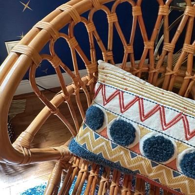 RATTAN CHAIR, PILLOW LOT