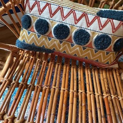 RATTAN CHAIR, PILLOW LOT