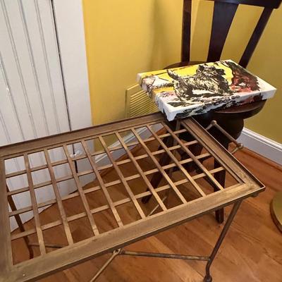 TABLE BASE, CHAIR, DOG ART