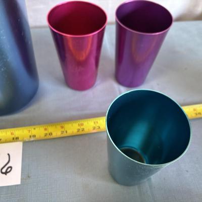 Metal Pitcher and Glass Lot
