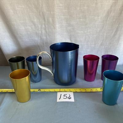 Metal Pitcher and Glass Lot