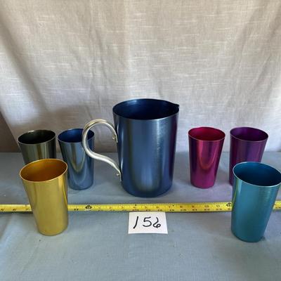 Metal Pitcher and Glass Lot