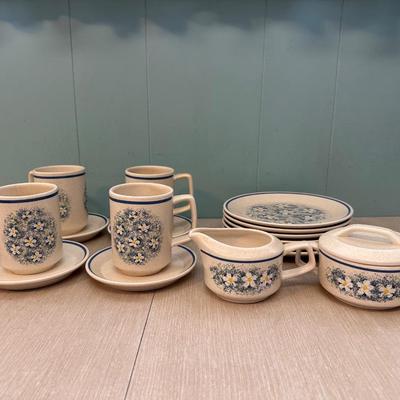 Lenox Temper-ware “Dewdrops” Coffee Cups, Creamer, Sugar, and Plates