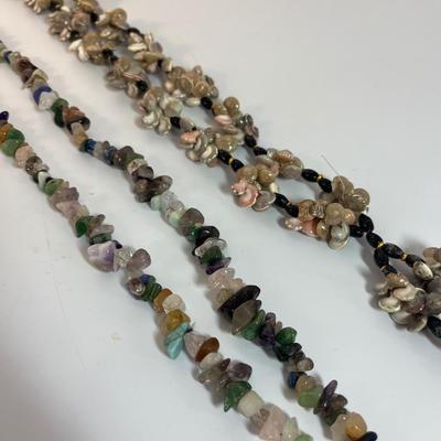 Stone and shell necklaces