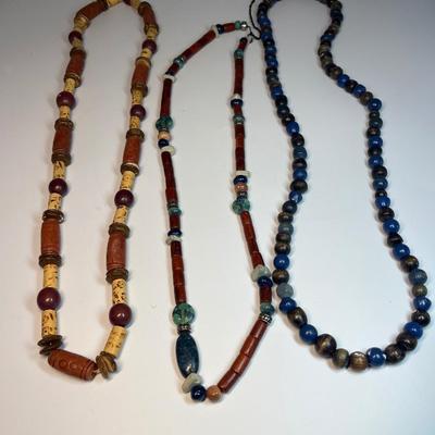3wood/stone necklaces