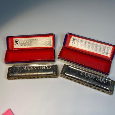 2 vintage Marine Band harmonicas